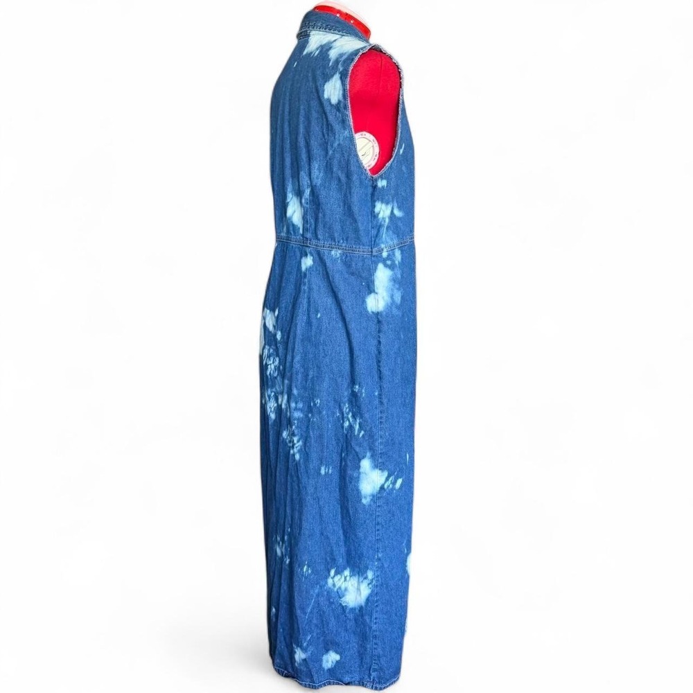 vintage 90s Bobbie Brooks sleeveless blue denim maxi dress tie dye size medium - Picture 3 of 8